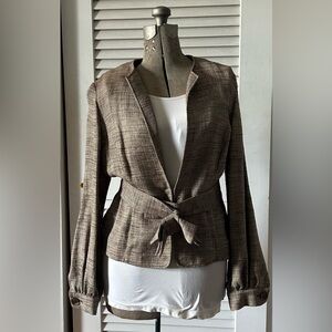 Valentino SPA collection, vintage brown cotton/linen blazer with belt. W size 10
